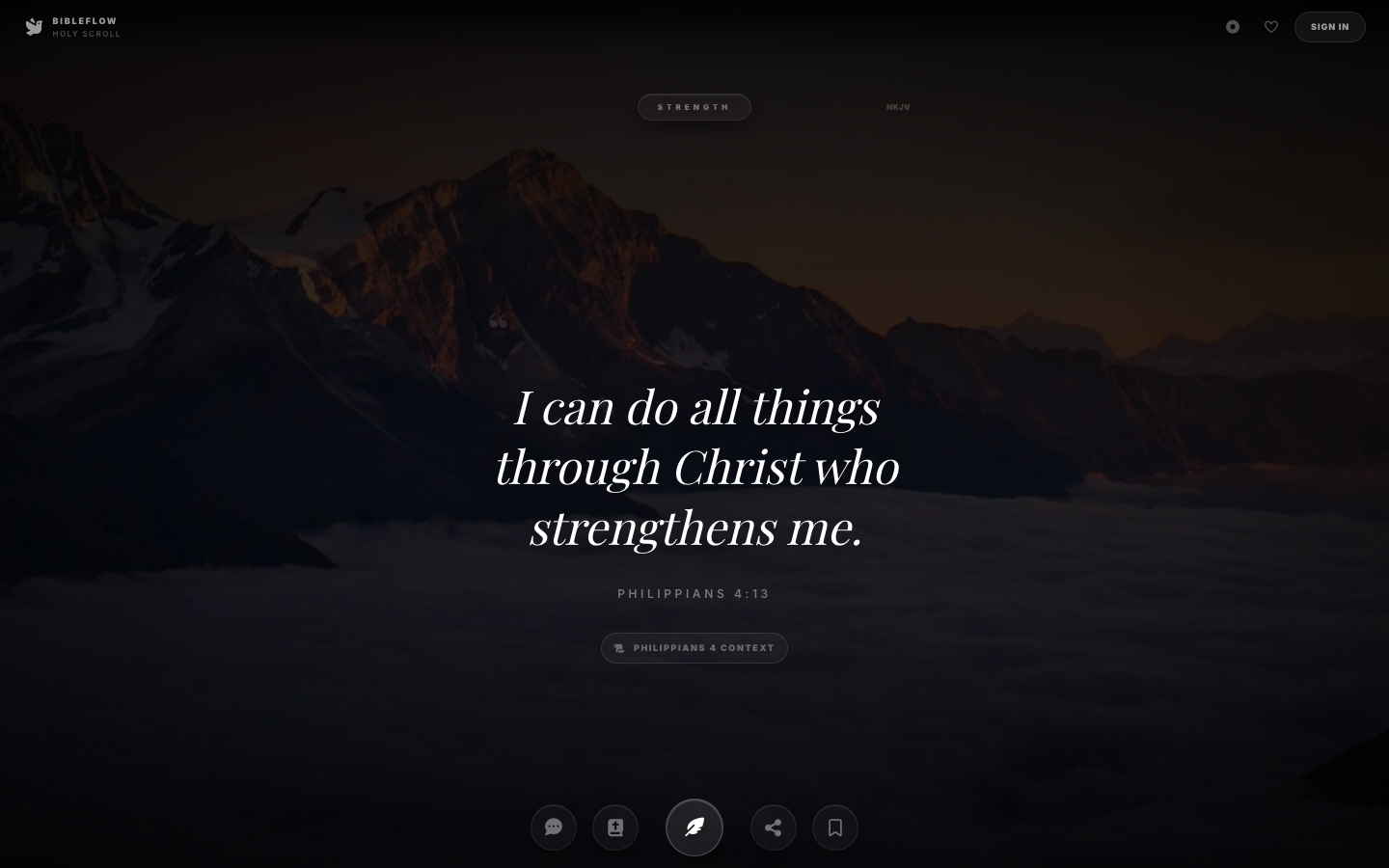 Screenshot of the BibleFlow Scripture feed app